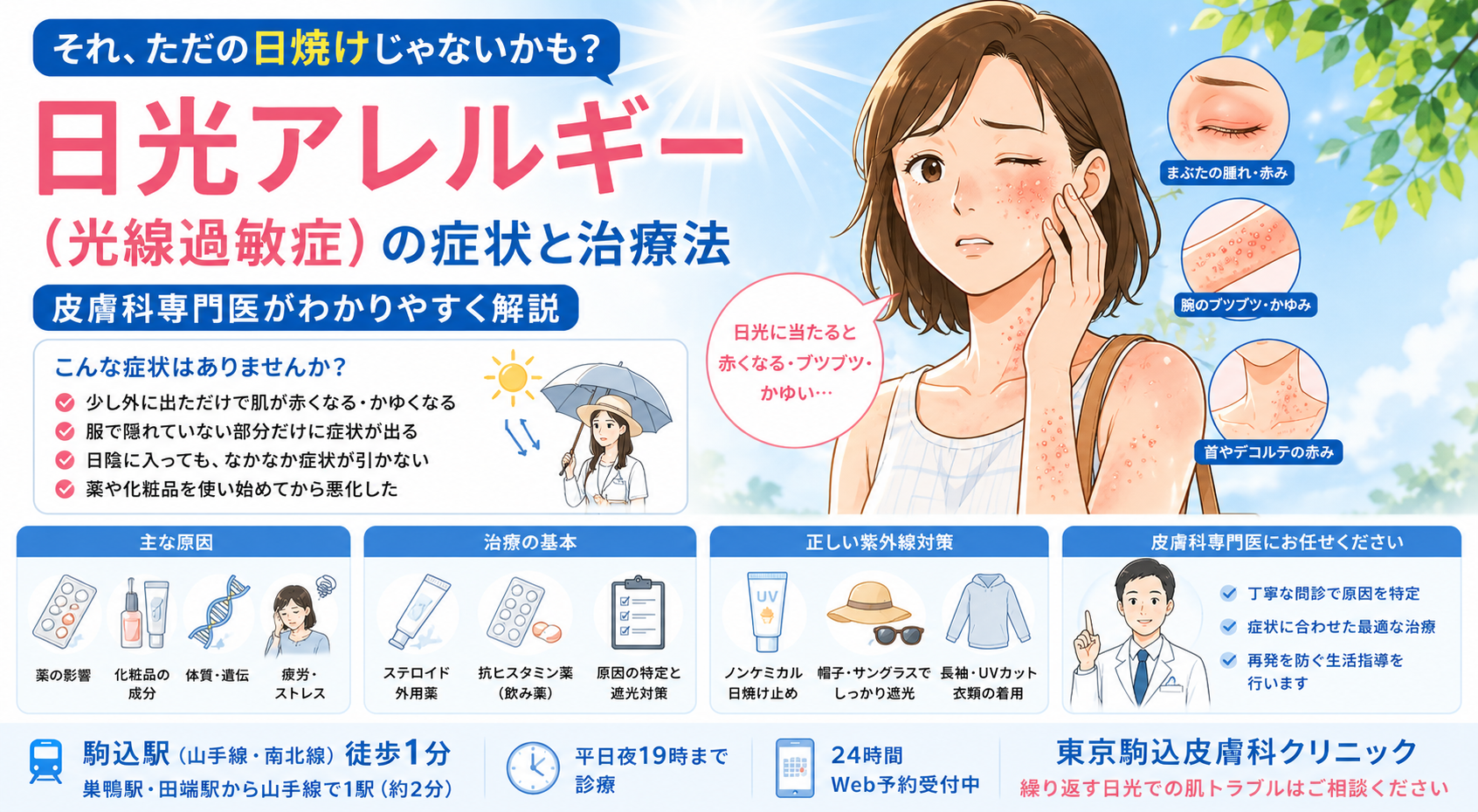 投稿についてもっと詳しく それ、ただの日焼けじゃないかも？日光アレルギー（光線過敏症）の症状と治療法を皮膚科専門医が解説
