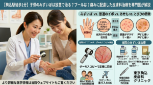 投稿についてもっと詳しく 子供のみずいぼは放置で治る？プールは？痛みに配慮した皮膚科治療を専門医が解説