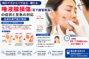 投稿についてもっと詳しく 頬のケガから汁が出る・腫れる…「唾液腺損傷（耳下腺管断裂）」の症状と至急の対応を専門医が解説