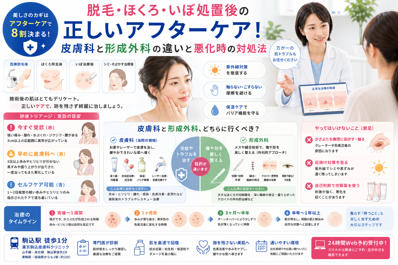 投稿についてもっと詳しく 脱毛・ほくろ・いぼ処置後の正しいアフターケア！皮膚科と形成外科の違いと悪化時の対処法