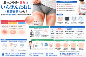 投稿についてもっと詳しく 股のかゆみ・赤みは「いんきんたむし（股部白癬）」かも？原因と早く治す治療法を専門医が解説