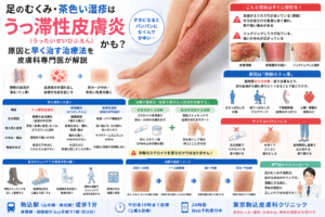 投稿についてもっと詳しく 足のむくみ・茶色い湿疹は「うっ滞性皮膚炎」かも？原因と早く治す治療法を専門医が解説