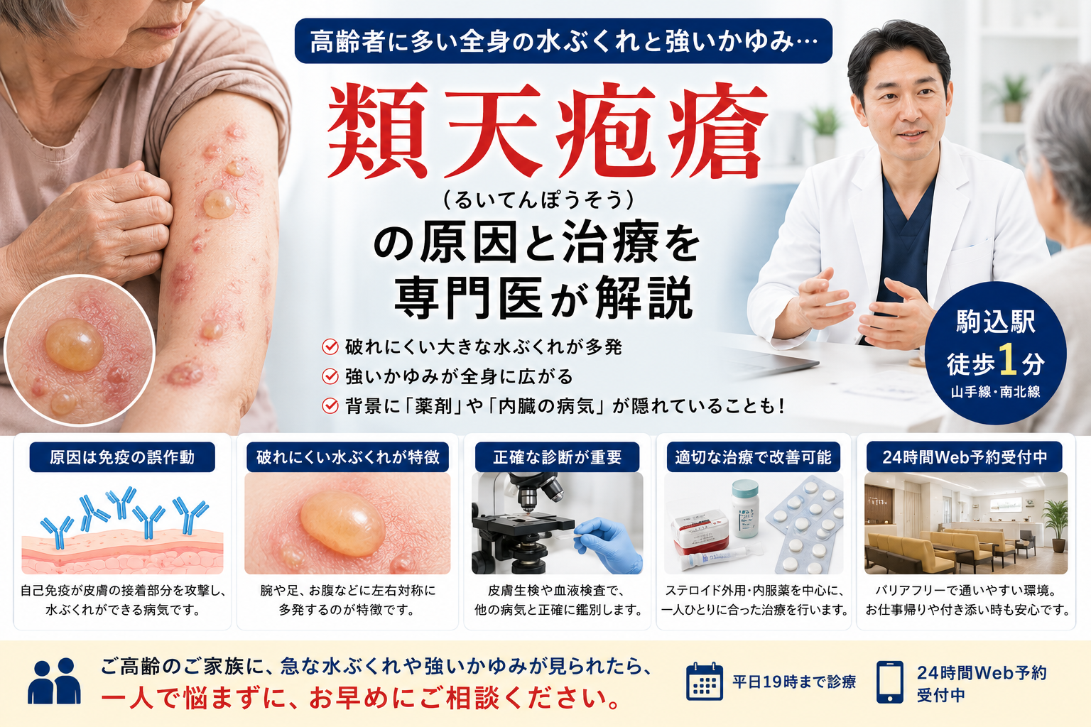 高齢者に多い全身の水ぶくれと強いかゆみ…「類天疱瘡」の原因と治療を専門医が解説