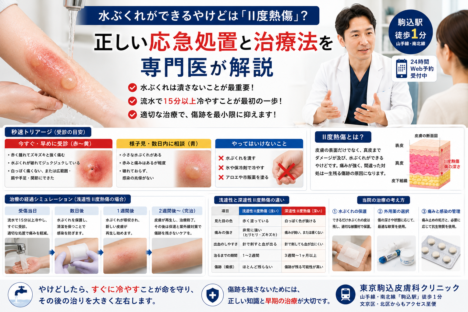 水ぶくれができるやけどは「II度熱傷」？正しい応急処置と治療法を専門医が解説