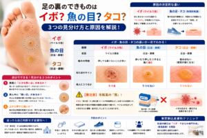 投稿についてもっと詳しく 足の裏のできものはイボ？魚の目？タコ？3つの見分け方と原因を解説