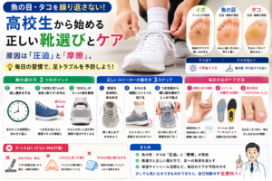 投稿についてもっと詳しく 魚の目・タコを繰り返さない！高校生から始める正しい靴選びとケア