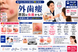 投稿についてもっと詳しく あごのニキビが治らず膿が出る…「外歯瘻（がいしろう）」の原因と正しい治療ルートを専門医が解説