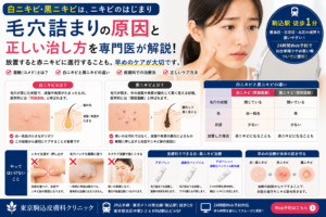 投稿についてもっと詳しく 白ニキビ・黒ニキビはなぜできる？毛穴詰まりの原因と正しい治し方
